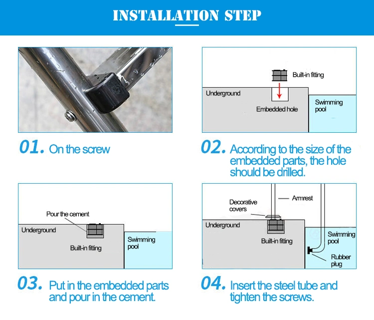 Popular Style Swimming Pool Stainless Steel 304 Ladder